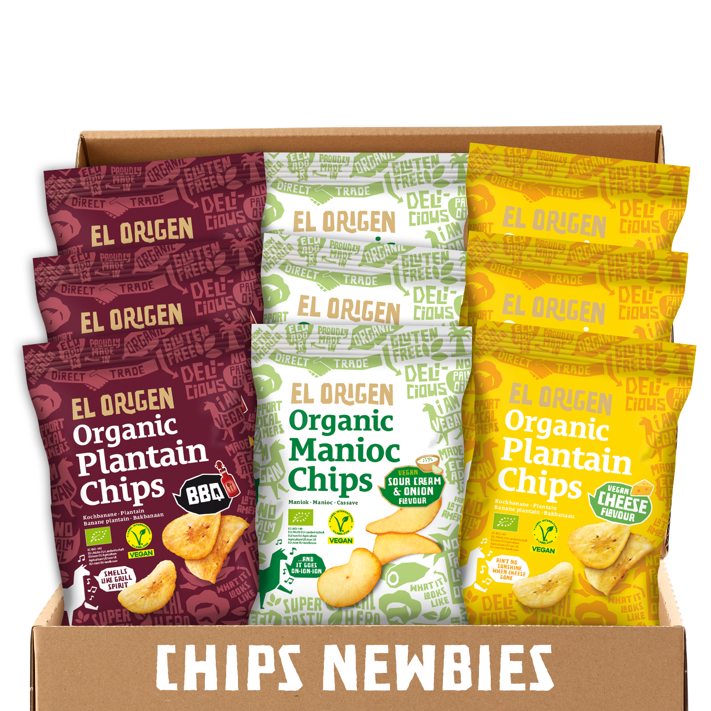 
                  
                    Ab sofort: Chips Newbies: Snackpaket el origen Bio-Chips neue Sorten (9 Packungen)
                  
                