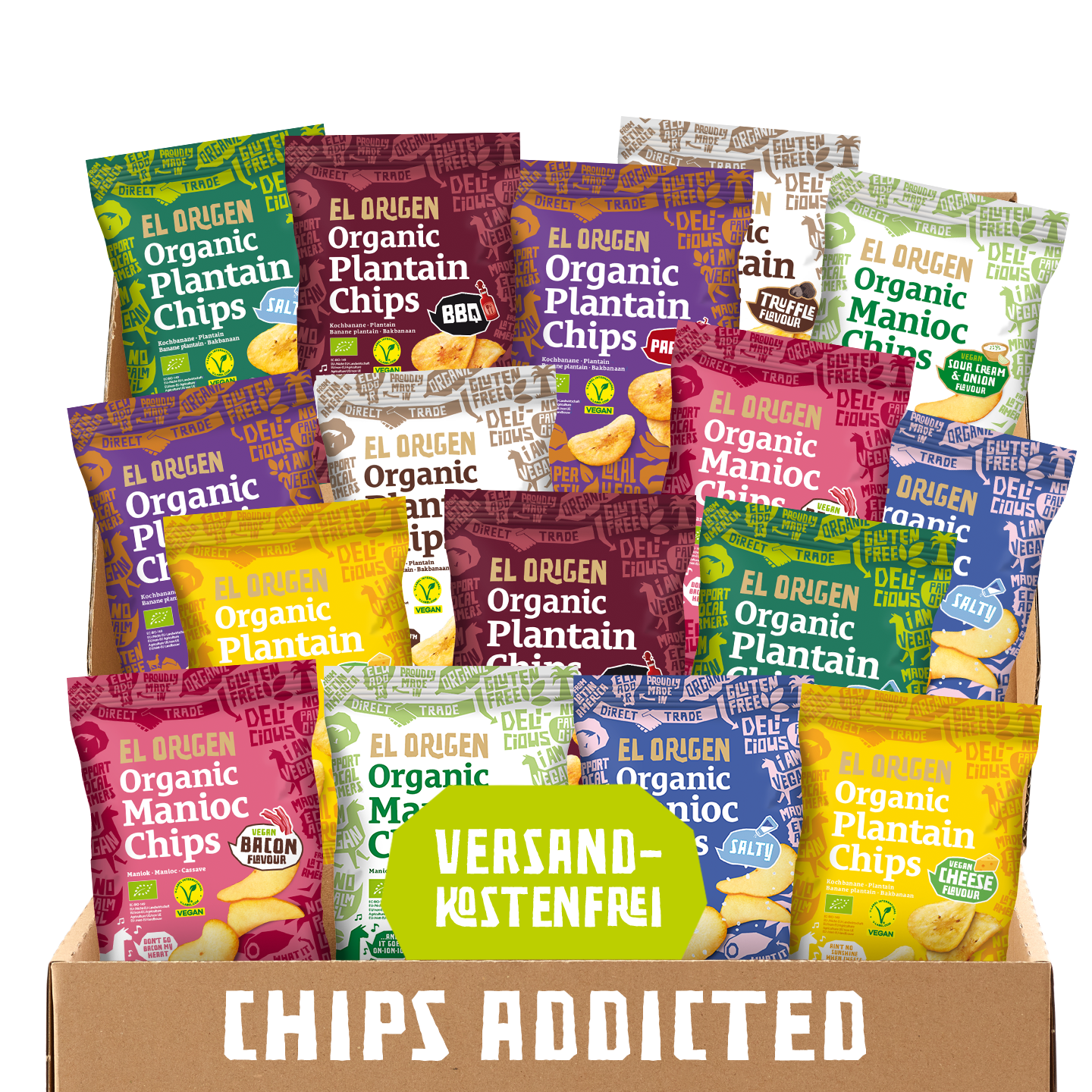 
                  
                    Chips Addicted: Megapaket el origen Bio Chips (16 Packungen)
                  
                