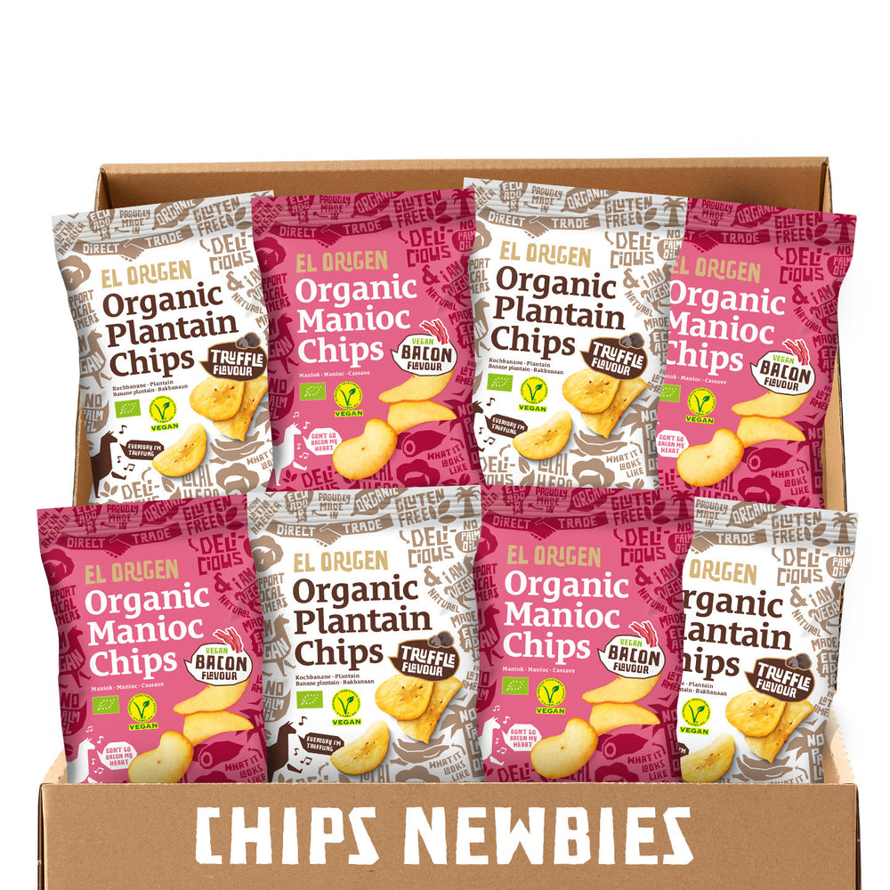 
                  
                    Chips Newbies: Snackpaket el origen Bio-Chips NEU (8 Packungen)
                  
                