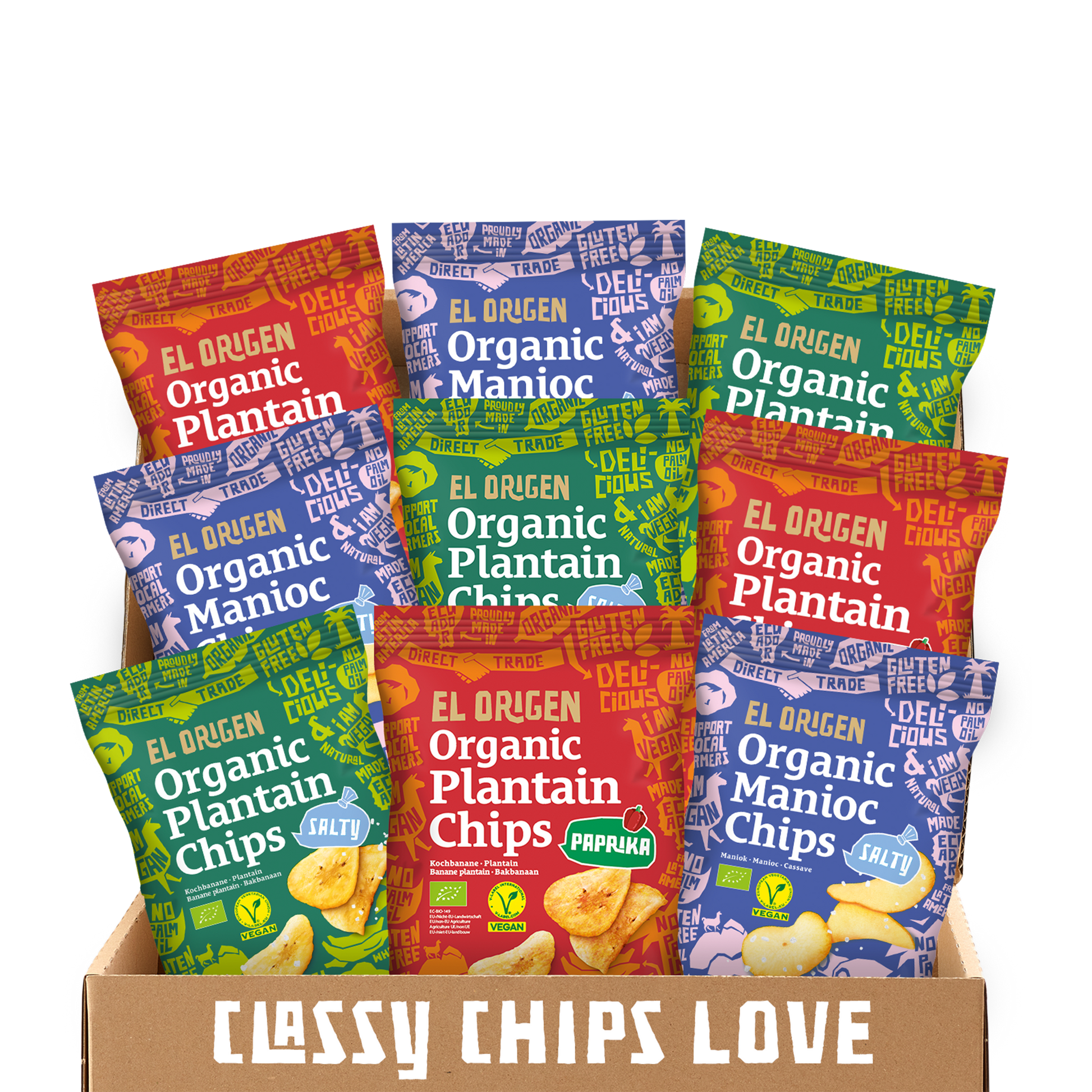 Classy Chips-Love: Snackpaket el origen Bio Chips (9 Packungen) - el origen
