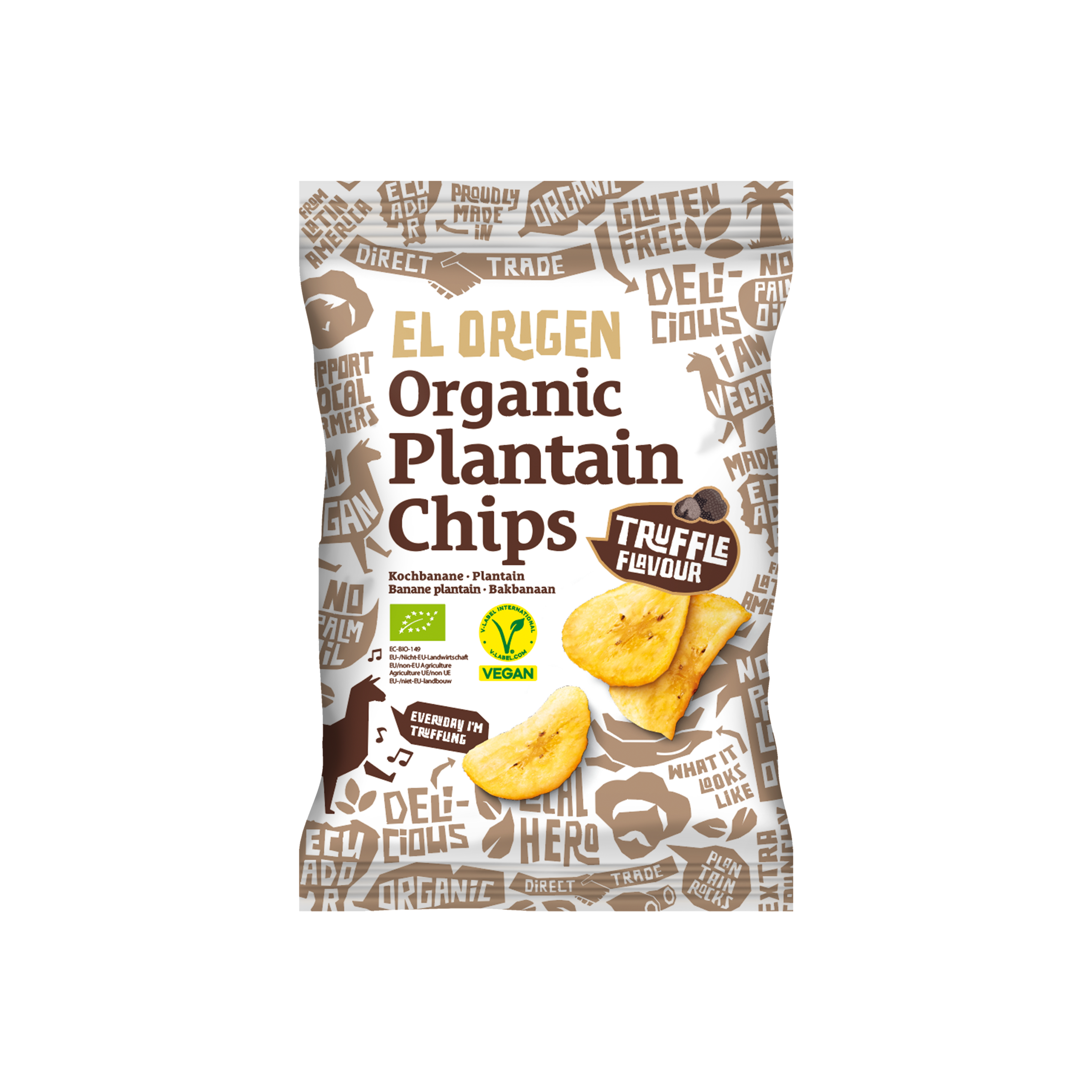 Organic plantain chips with truffle flavor
