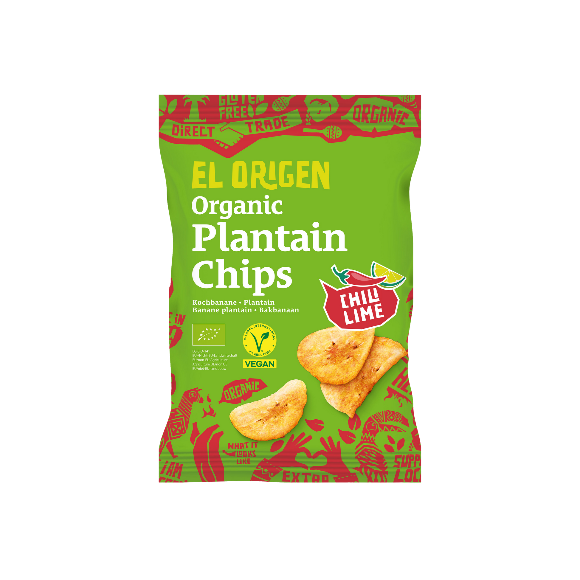 el origen Kochbananen Chips Chili Limette