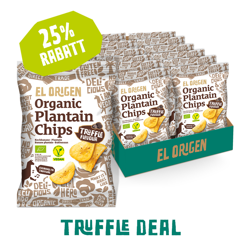 
                  
                    Angebot - Truffle Deal: 12x Bio Kochbananen Chips Truffle Flavour
                  
                