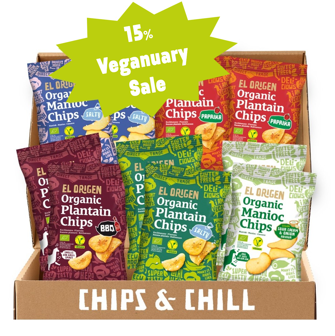 Chips & Chill: Snackpaket el origen Bio Chips (10 Packungen)